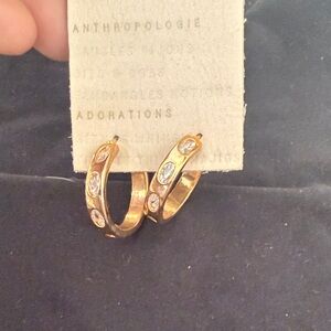 Anthropologie Gold Crystal Studded Earrings